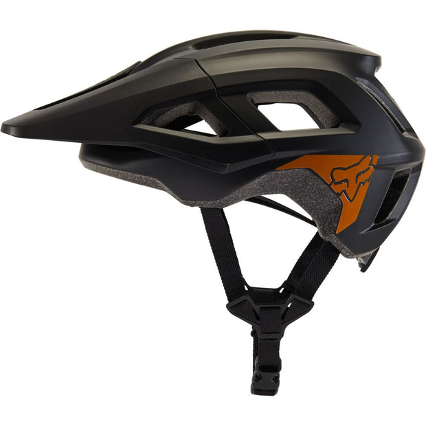 FOX Mainframe Youth Helmet, black/gold, side view.