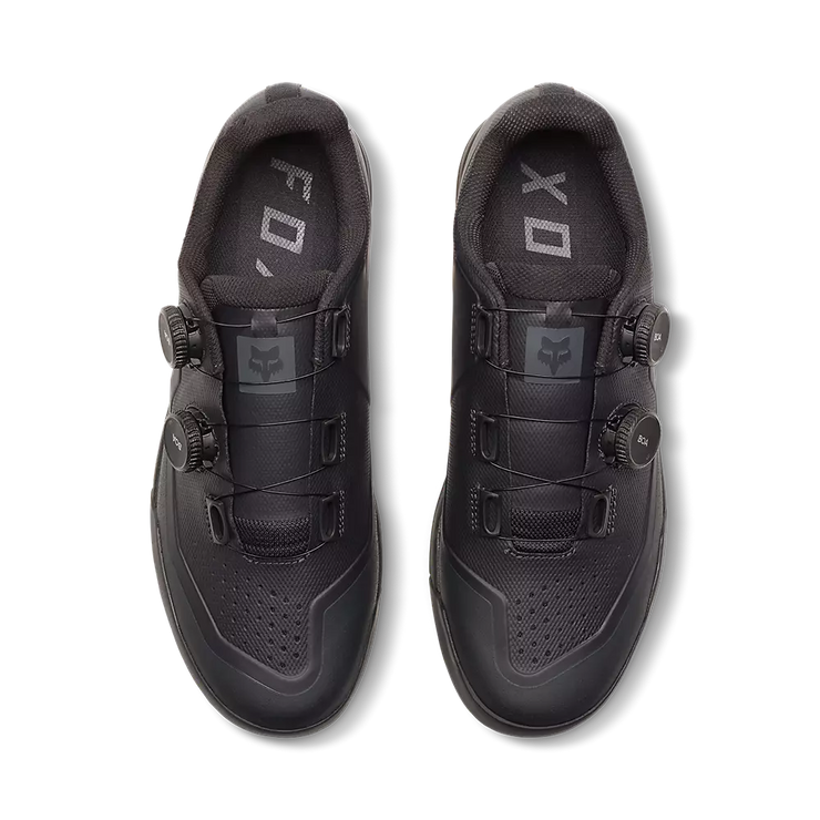 Fox Union BOA Clipless Shoes, black, top view.