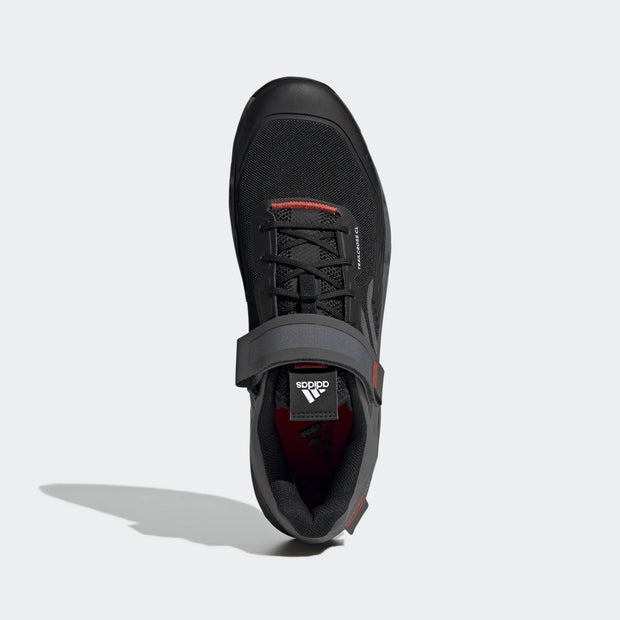  Five Ten Trailcross Clip-In Men's Mountain Bike Shoe, Core Black / Grey Three / Red, top view.
