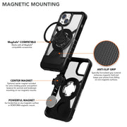 RokForm Crystal iPhone 13, Black, Captions about its Magnetic Mounting
