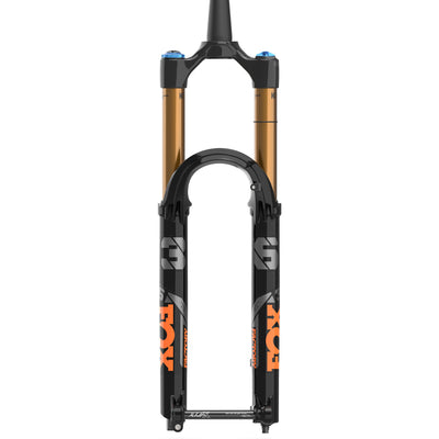 Fox 36 Float Factory Series Mountain Bike Fork, 29, 150mm, 2023, shiny black, front view.