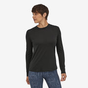 Patagonia Women's Long-Sleeved Capilene Cool Merino, Black, Front View