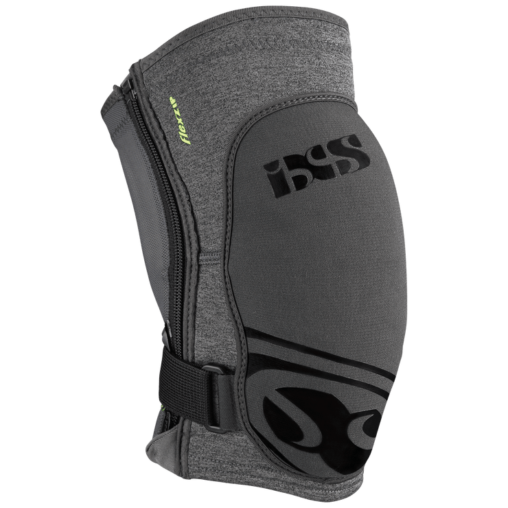 IXS Flow Zip Knee Guard, Gray, Front View