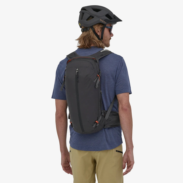 Patagonia Dirt Roamer Mountain Biking Pack, Ink Black, backpack on model view