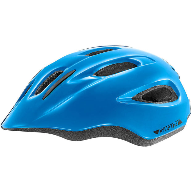 Giant Hoot ARX Youth Helmet, gloss blue, side view.