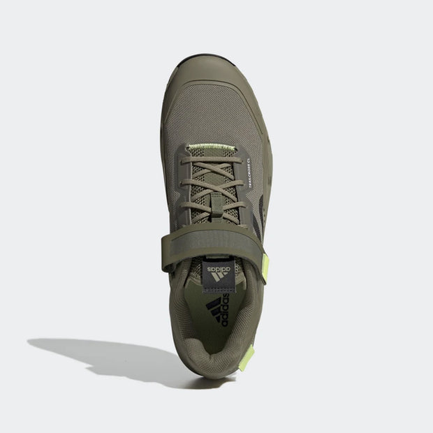  Five Ten Trailcross Clip-In Men's Mountain Bike Shoe, Orbit Green / Carbon / Pulse Lime, top view.