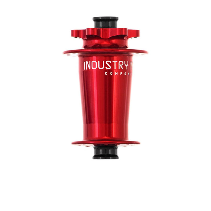 Industry Nine Hydra Mountain Classic Hubset, MS, 32h, ISO 6 Bolt, 15x110 / 12x148, Red, Front Hub, Full View