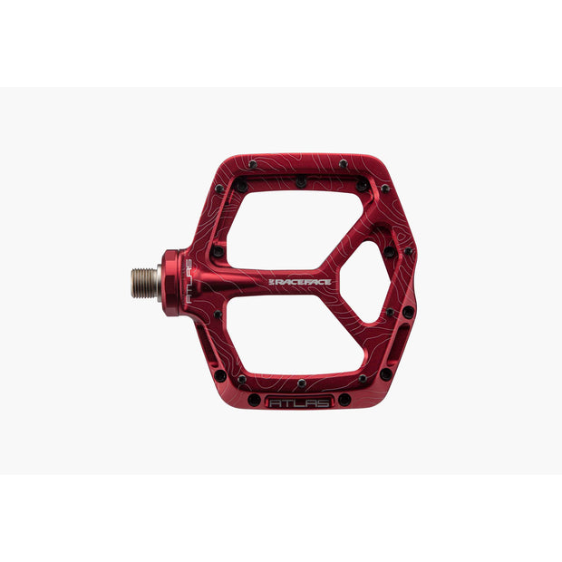 RaceFace Atlas Pedal, red, top view.