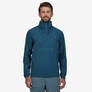 Patagonia R1 Crossstrata, lagom blue, front view on model.