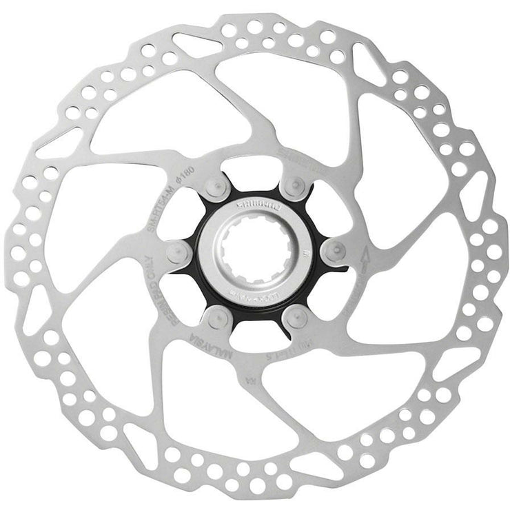 Shimano Deore SM-RT54-M Disc Brake Rotor - 180mm, Center Lock, For Resin Pads Only, External Lockring, Silver, Full View