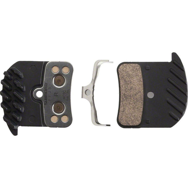Shimano H03C Disc Brake Pad - Metal, Aluminum Backed, Finned, For Saint BR- M820/Zee BR-M640/Deore XT BR-M8020, Full View