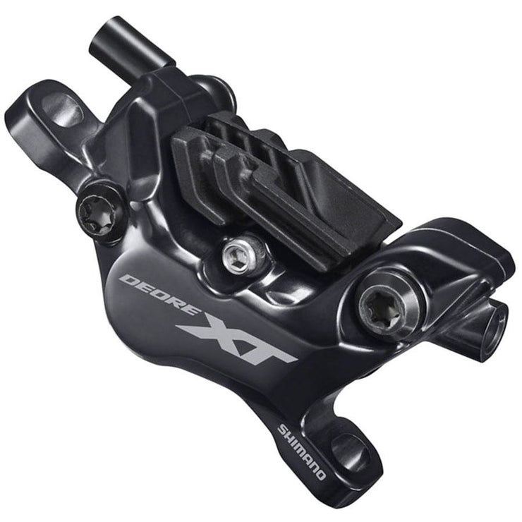 Shimano Deore XT BL-M8100/BR-M8120 Disc Brake and Lever - Rear, Hydraulic, Post Mount, 4-Piston, Finned Metal Pads, Black, Full View