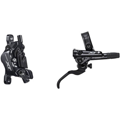 Shimano Deore XT BL-M8100/BR-M8120 Disc Brake and Lever - Rear, Hydraulic, Post Mount, 4-Piston, Finned Metal Pads, Black, Full View