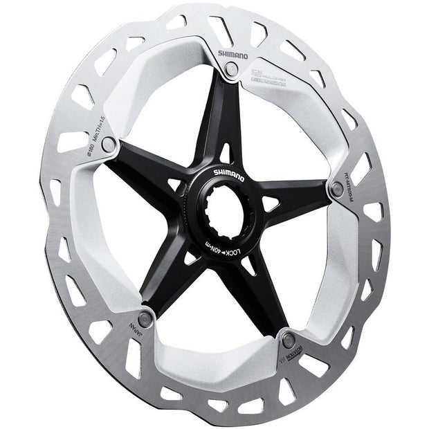 Shimano Deore XT RT-MT800-M Disc Brake Rotor with External Lockring - 180mm, Center Lock, Silver/Black, Full View