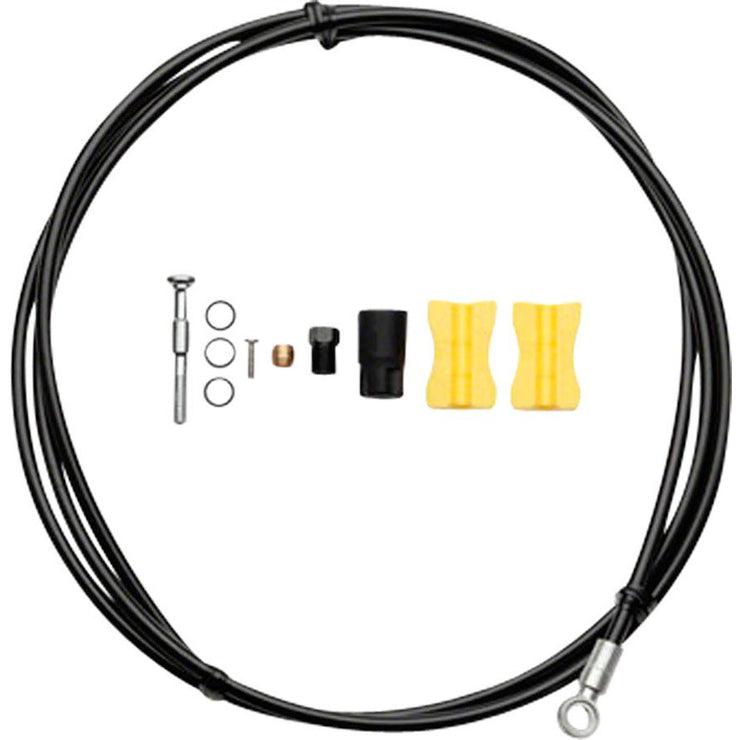 Shimano SM-BH90-SB High Pressure Disc Brake Hose Kit - Normal Silver Banjo Caliper Connector, 2000mm, Black, Full View