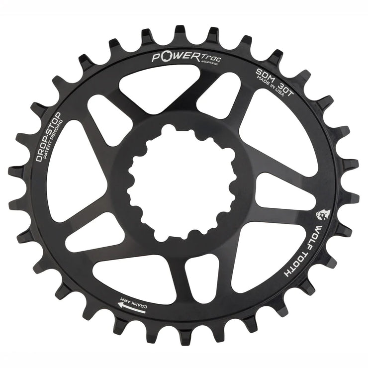 Wolf Tooth Components GXP Elliptical Chainring - Direct Mount, Boost, 28t, full view.