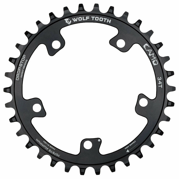 Wolf Tooth CAMO Aluminum Round Chainring - 36t, Black, Full View