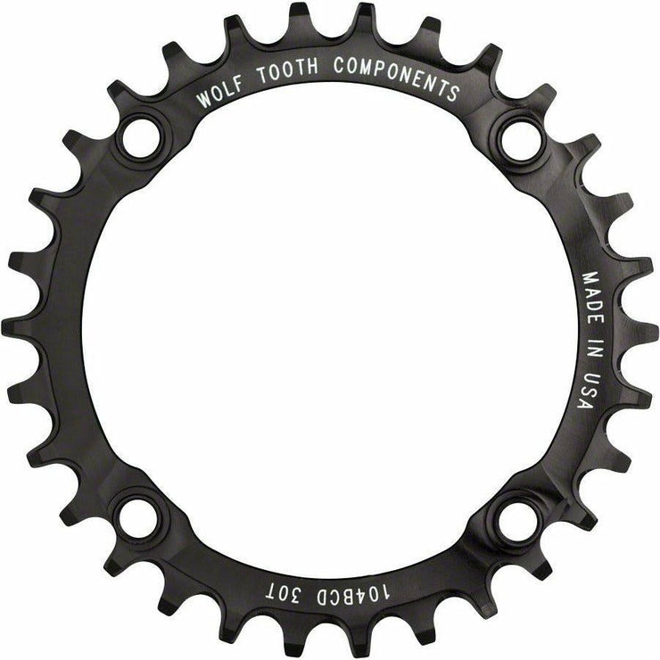 Wolf Tooth 104 BCD Chainring - 30t, 104 BCD, 4-Bolt, Drop-Stop, Black, Full View