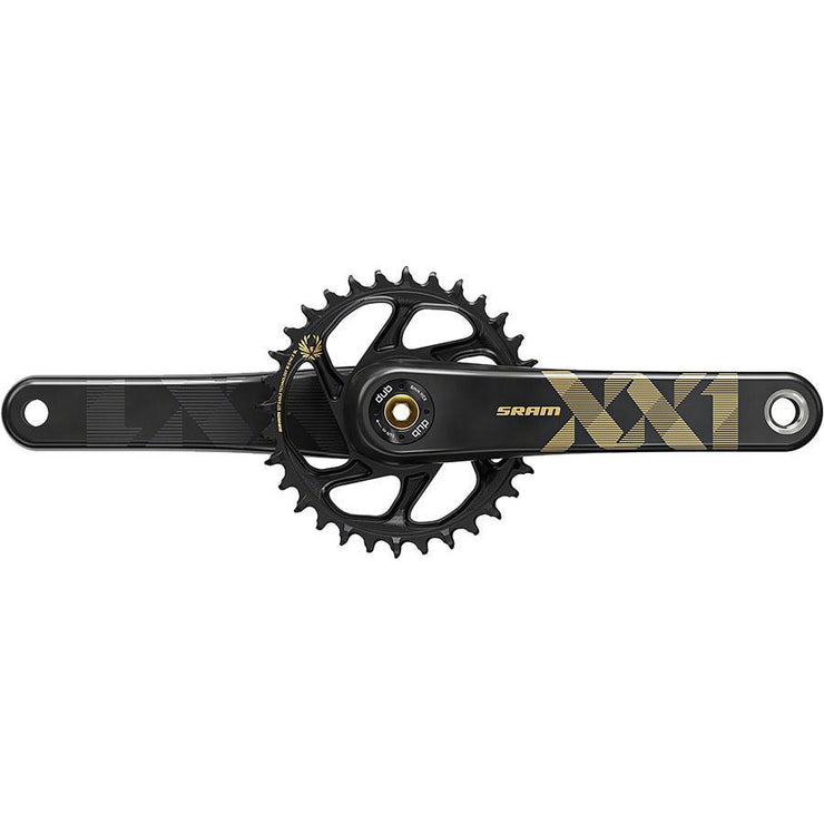 SRAM XX1 Eagle Carbon Boost Crankset - 170mm, 12-Speed, 34t, Direct Mount, DUB Spindle Interface, Black/Gold Full View