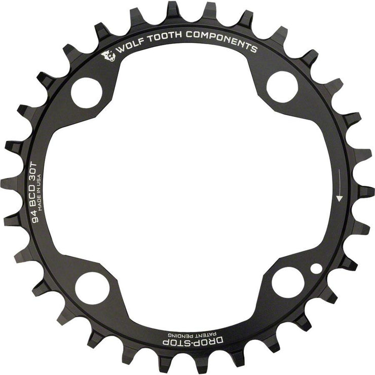 Wolf Tooth 94 BCD Chainring - 32t, 94 BCD, 4-Bolt, Drop-Stop, For SRAM Cranks, Black, Full View