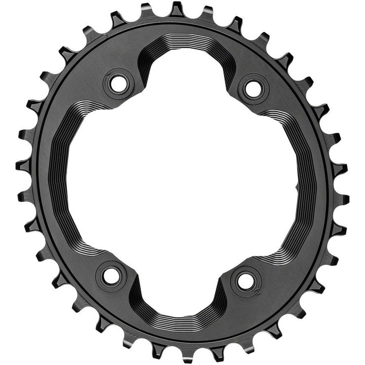 absoluteBLACK Oval 96 BCD Chainring for Shimano XTR M9000 - 34t, 96 Shimano Asymmetric BCD, 4-Bolt, Narrow-Wide, Black, Full View