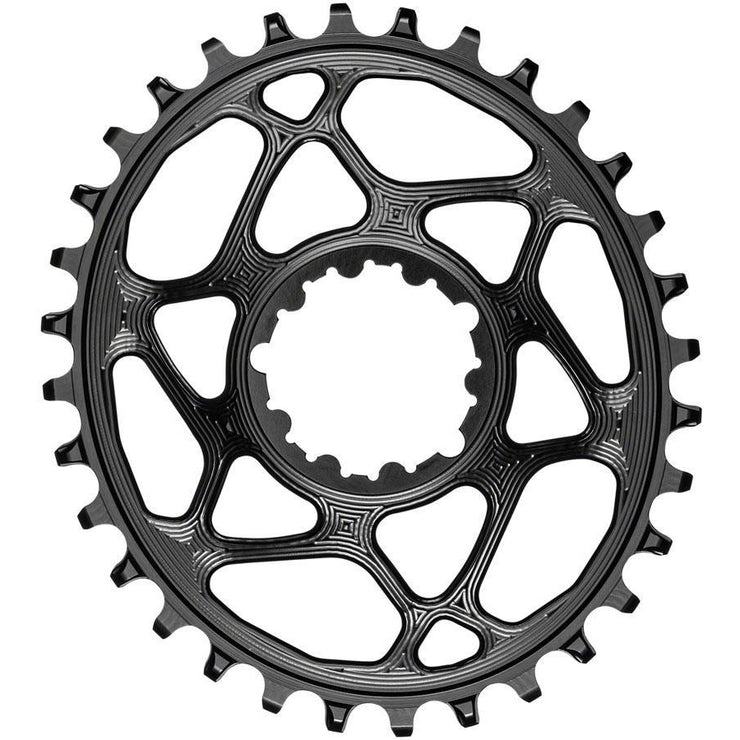 Absolute Black Spiderless GXP (Boost/3mm) DM Oval chainring black full view