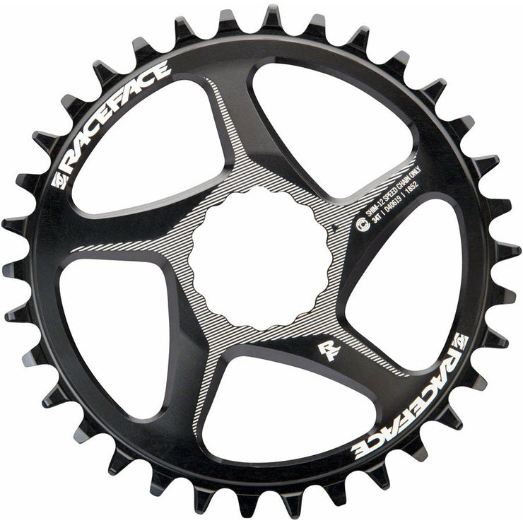 RaceFace Narrow Wide Direct Mount CINCH Aluminum Chainring - for Shimano 12-Speed, requires Hyperglide+ compatible chain, 34t, Black, Full View