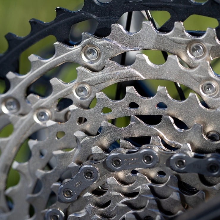 Shimano SLX CS-M7100 12-Speed Cassette, 10-45T, close up view.