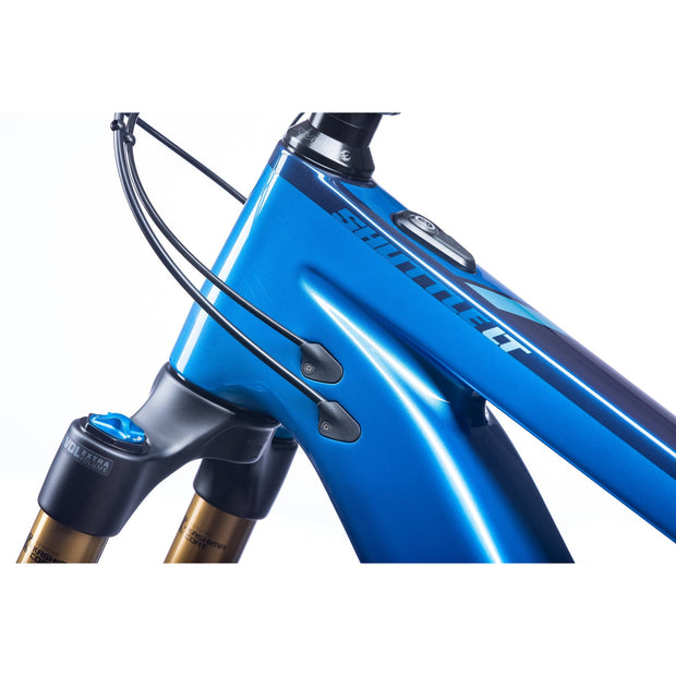 2023 Pivot Shuttle LT RIDE SLX/XT 29, Bass Boat Blue Tritone, cable port view.