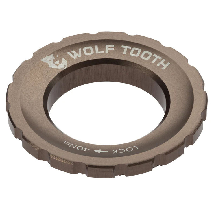 Wolf Tooth Components Centerlock Rotor Lockring, espresso, full view.