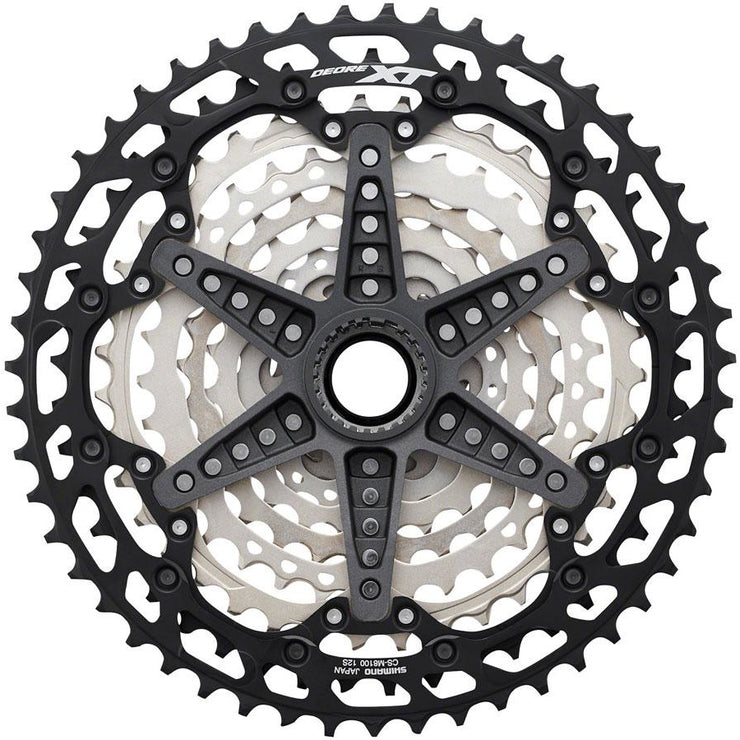 Shimano XT CS-M8100 Cassette - 12-Speed, 10-51t, Silver/Black, Micro Spline, Full View