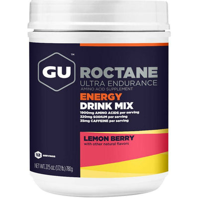 GU Roctane Energy Drink Mix - 12 Serving Canister, Lemon Berry, Full View