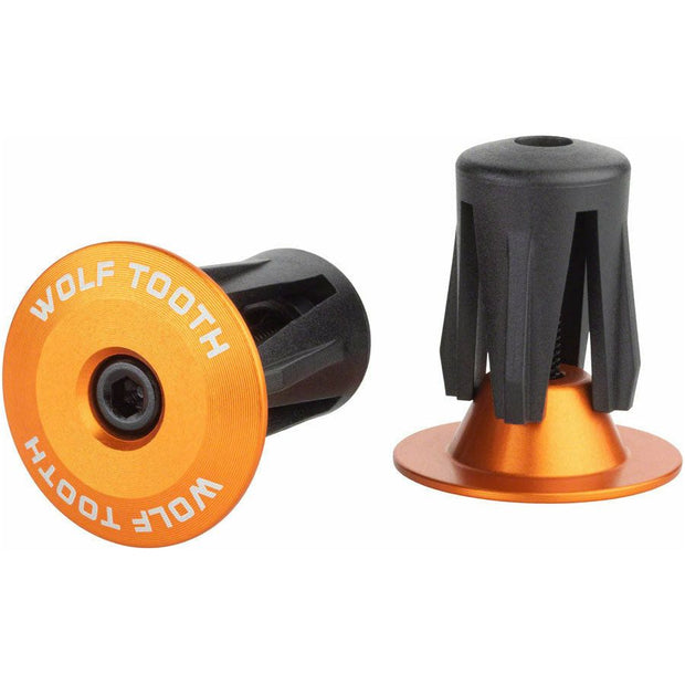 Wolf Tooth Alloy Bar End Plugs, Orange, Full View