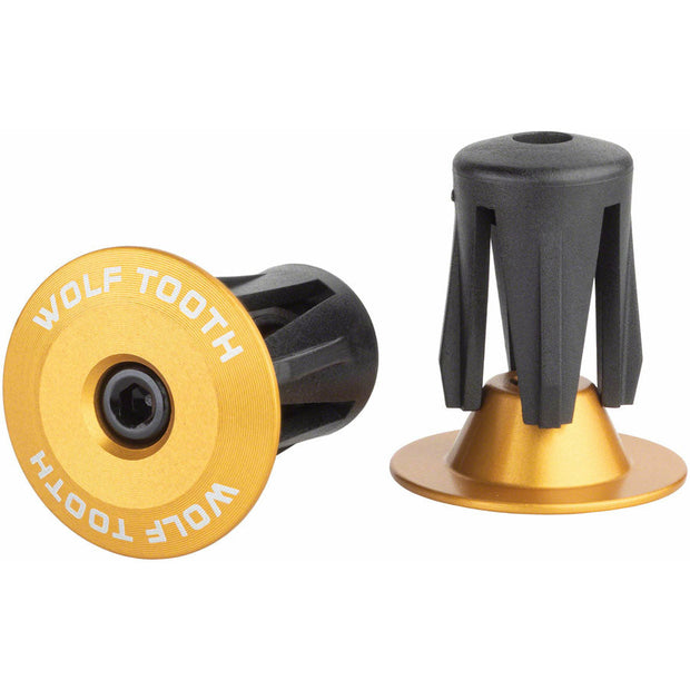 Wolf Tooth Alloy Bar End Plugs, Gold, Full View