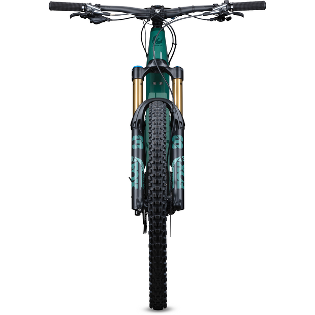 2023 Pivot Shuttle LT RIDE SLX/XT 29, Northern Lights Green, head on view.