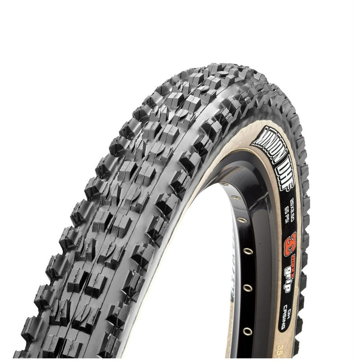 Maxxis Minion DHF 27. 5 x 2.5 DC EXO/TR/WT Tan Wall Mountain Bike Tire Maxxis Minion DHF 27. 5 x 2.5 DC EXO/TR/WT Tan Wall Mountain Bike Tire