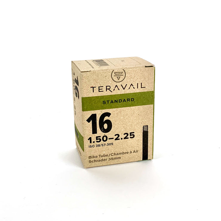 Teravail Standard Schrader Tube - 16 x 1.50-2.25, 35mm, Full View