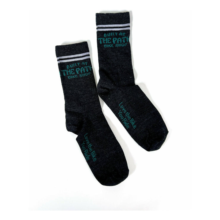 5" Path Logo Socks, Charcoal/Gray/Green, Full View