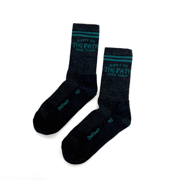 5" Path Logo Socks, Charcoal/Green Logo, Full View