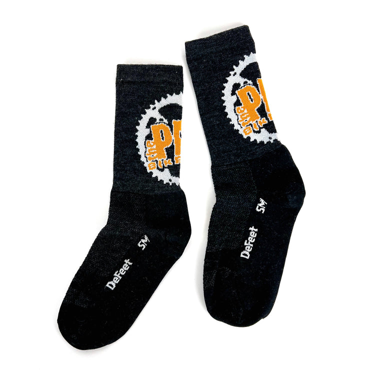 5" Path Logo Socks, Charcoal/Orange Logo, Full View