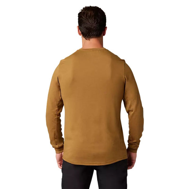 Fox Ranger Tred Drirelease Long Sleeve Mountain Bike Jersey, Caramel, back view on model.