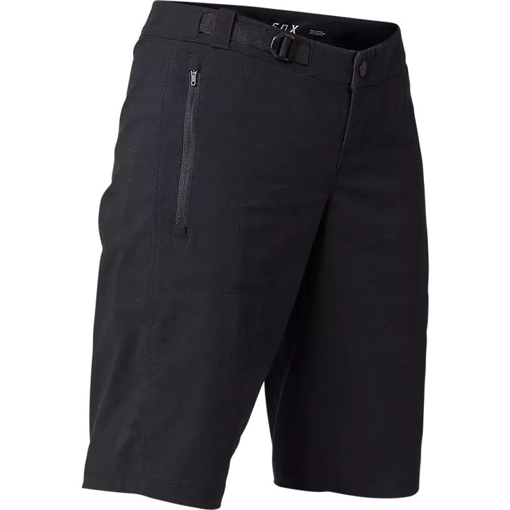 Fox Women's Ranger Mountain Bike Shorts with Liner, black, full view.