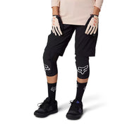 Fox Women's Ranger Mountain Bike Shorts with Liner, black, full view on model.