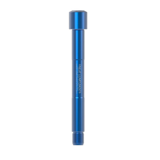 OneUp Components Fox Floating Axle - 15 x 110mm, blue, full view.