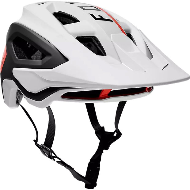 Fox Speedframe Pro Blocked MIPS Mountain Bike Helmet, white/black, full view.