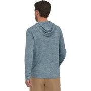 Patagonia Men's Capilene Cool Daily Hoody, abalone blue, back view on model.