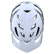 Troy Lee Designs Youth A1 MIPS Mountain Bike Helmet, camo white, top view.