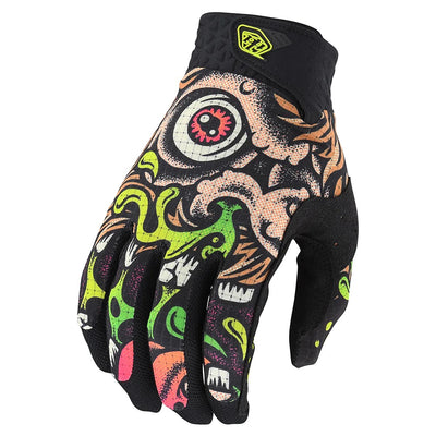 TLD Youth Air Bigfoot Gloves, black/green, full view.