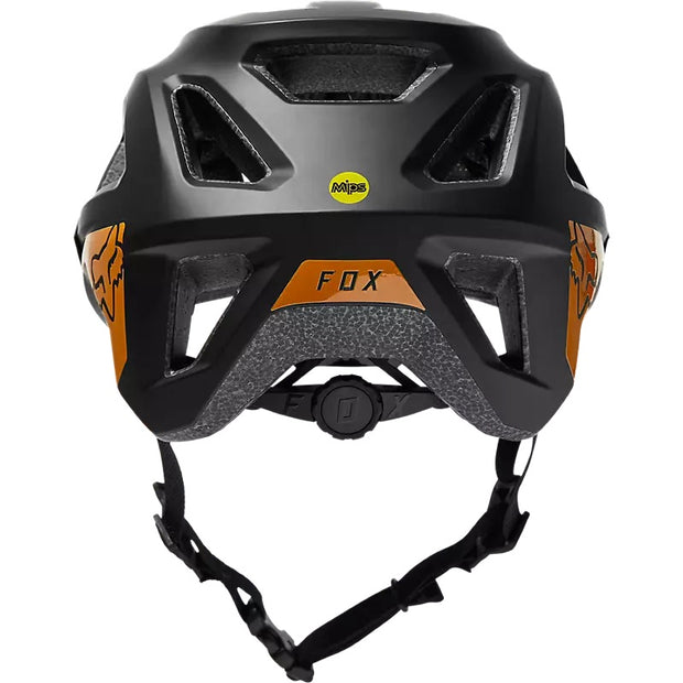 Fox Mainframe Trvrs Mountain Bike Helmet, black, back view.