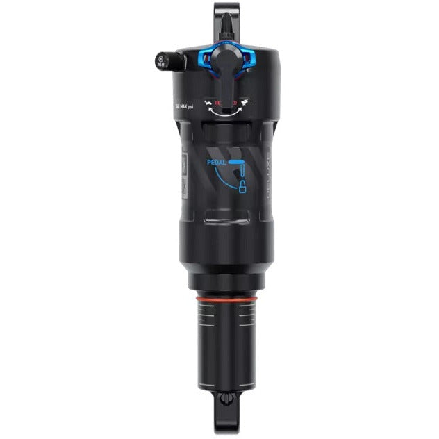 RockShox Deluxe Ultimate RCT Rear Shock - 210 x 50mm, DebonAir, 2 Tokens, Medium Reb/Comp, 380lb L/O Force, Standard, B2, lever view. 